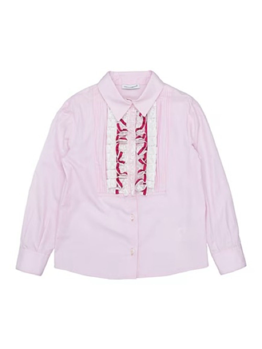 Dolce & Gabbana Pink Ruffle-Front Girls' Blouse